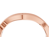 Rose gold Pavé Round Diamond Curved Milgrain Band_8
