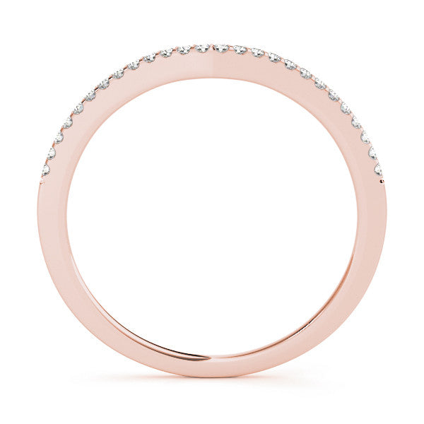Rose gold Pavé Round Diamond Curved Wedding Band 1