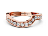 Rose gold Pavé Round Diamond Curved Wedding Band with Channel Setting_4