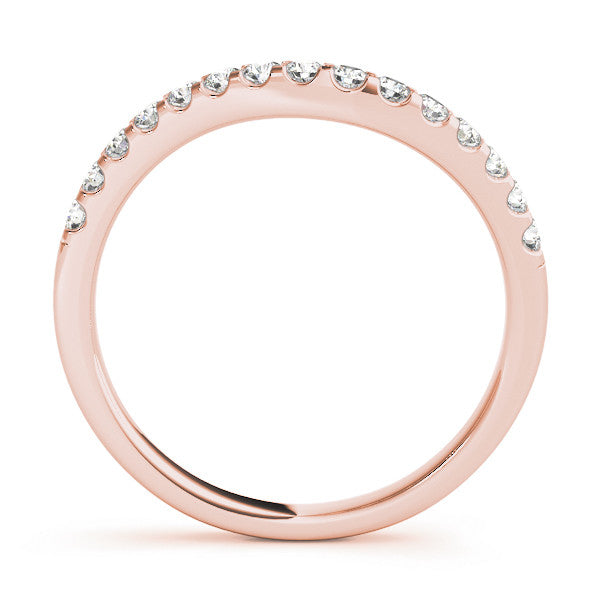Rose gold Pavé Round Diamond Curved Wedding Band with Prong Setting 1