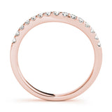 Rose gold Pavé Round Diamond Curved Wedding Band with Prong Setting 1