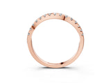 Rose gold Pavé Round Diamond Curved Wedding Band with Prong Setting_5