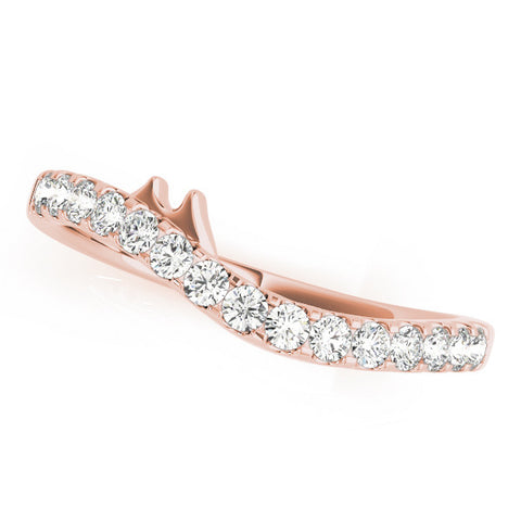 Rose gold Pavé Round Diamond Curved Wedding Band with Prong Setting
