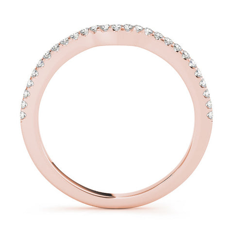 Rose gold Pavé Round Diamond Curved Wedding Band with Shared Prong Setting 1