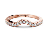 Rose gold Pavé Round Diamond Curved Wedding Band with Shared Prong Setting_12