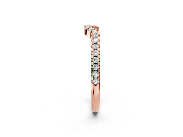 Rose gold Pavé Round Diamond Curved Wedding Band with Shared Prong Setting
