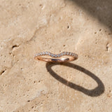 Rose gold Pavé Round Diamond Curved Wedding Band with Shared Prong Setting