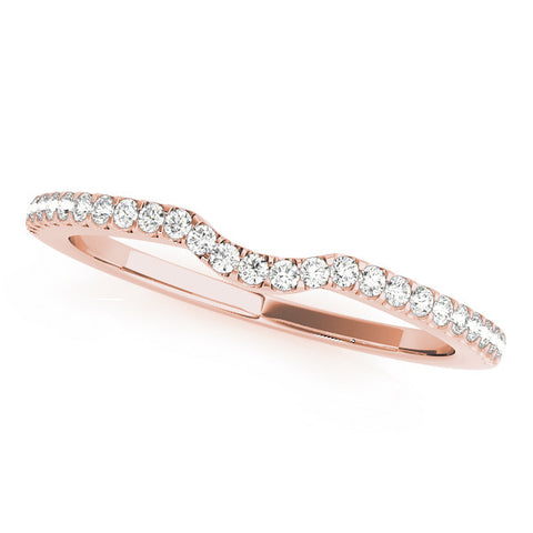 Rose gold Pavé Round Diamond Curved Wedding Band with Shared Prong Setting
