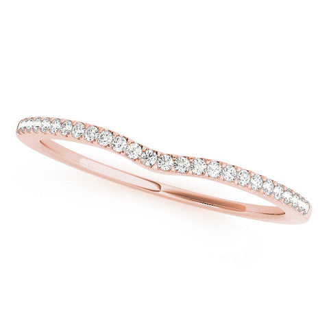 Rose gold Pavé Round Diamond Curved Wedding Band