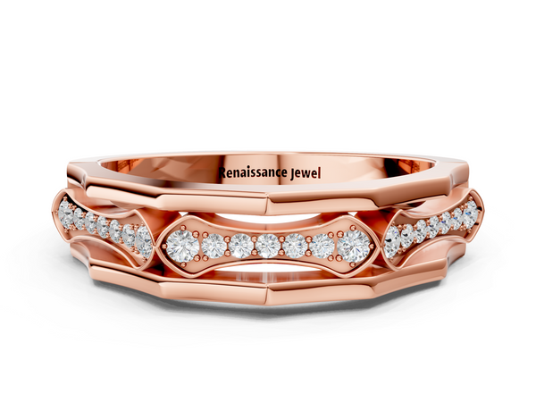 Rose gold Pavé Round Diamond Eternity Band with Bar Prong Setting