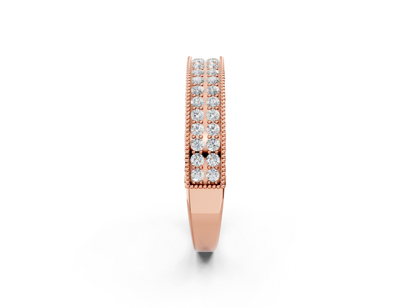 Rose gold Pavé Round Diamond Eternity Band with Milgrain Edge
