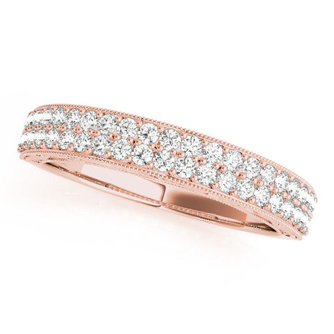 Rose gold Pavé Round Diamond Eternity Band with Milgrain Edge