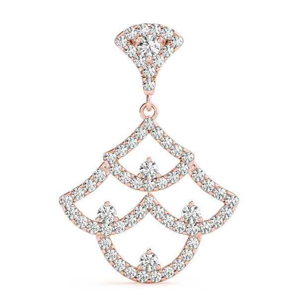 Rose gold Pavé Round Diamond Fan Prong Pendant 1