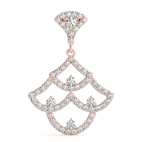 Rose gold Pavé Round Diamond Fan Prong Pendant 1