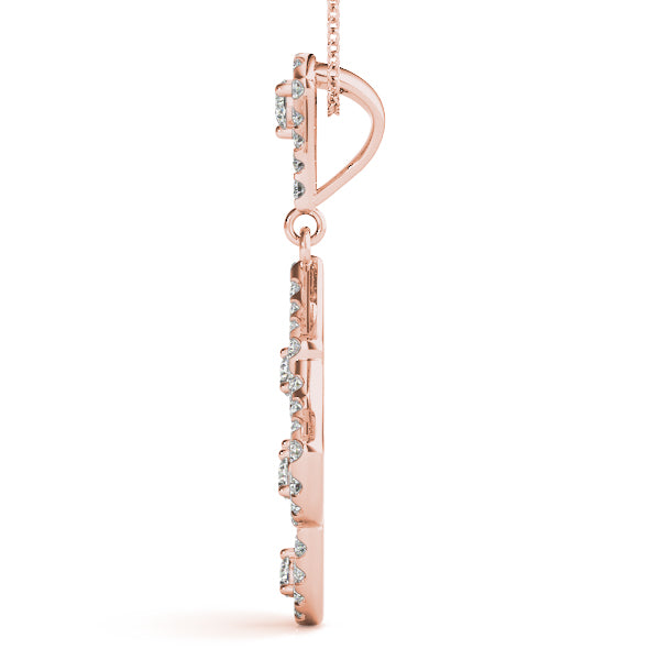Rose gold Pavé Round Diamond Fan Prong Pendant 2