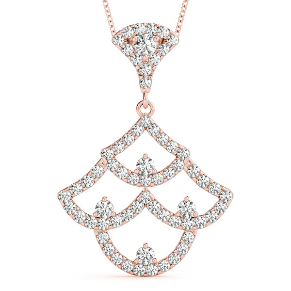 Rose gold Pavé Round Diamond Fan Prong Pendant
