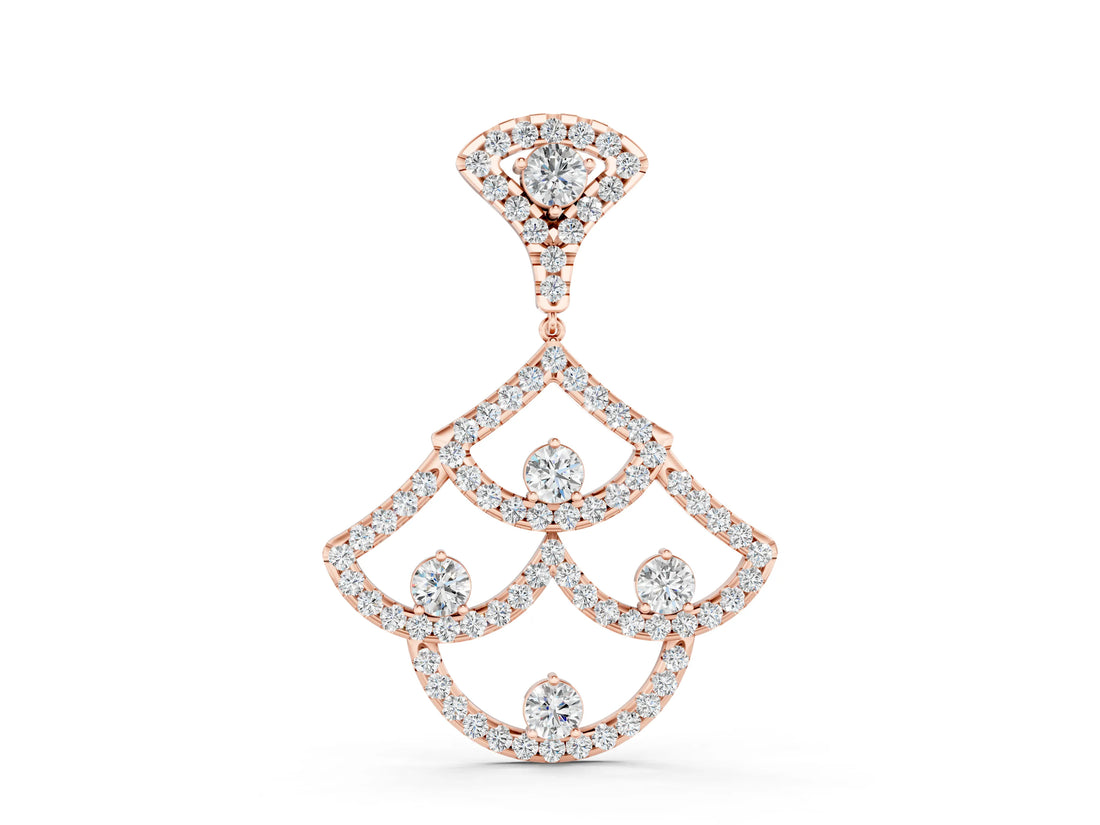 Rose gold Pavé Round Diamond Fan Prong Pendant_10