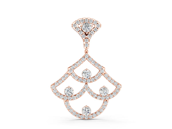 Rose gold Pavé Round Diamond Fan Prong Pendant