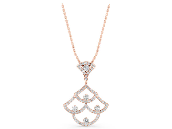 Rose gold Pavé Round Diamond Fan Prong Pendant
