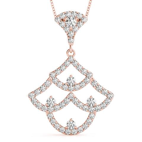 Rose gold Pavé Round Diamond Fan Prong Pendant