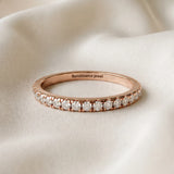 Rose gold Pavé Round Diamond Half Eternity Band with Shared Prong Setting_155