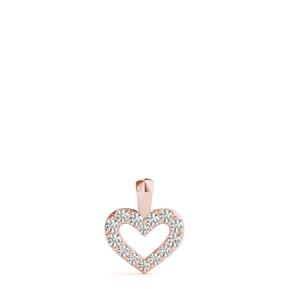 Rose gold Pavé Round Diamond Heart Pendant 1