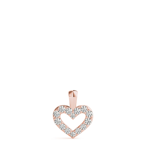 Rose gold Pavé Round Diamond Heart Pendant