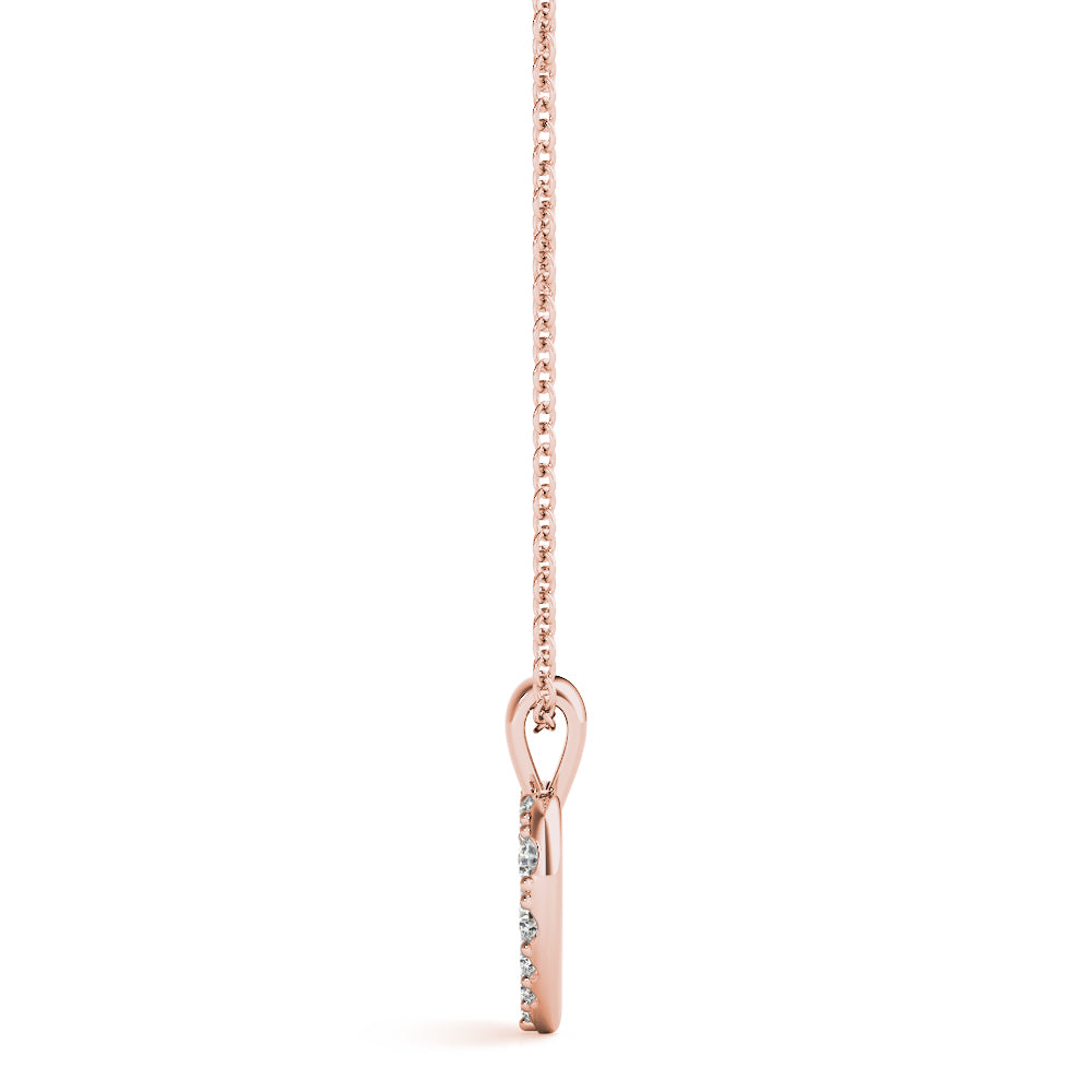 Rose gold Pavé Round Diamond Heart Pendant 2