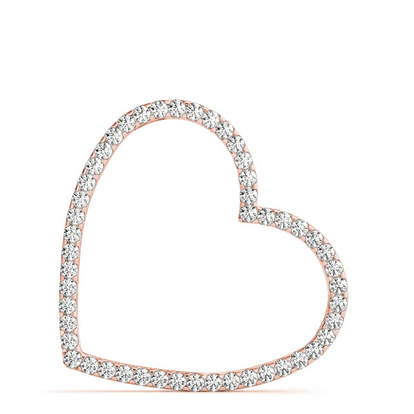 Rose gold Pavé Round Diamond Heart Pendant with Prong Setting