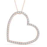 Rose gold Pavé Round Diamond Heart Pendant with Prong Setting
