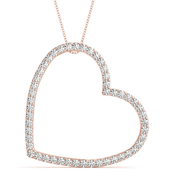 Rose gold Pavé Round Diamond Heart Pendant with Prong Setting