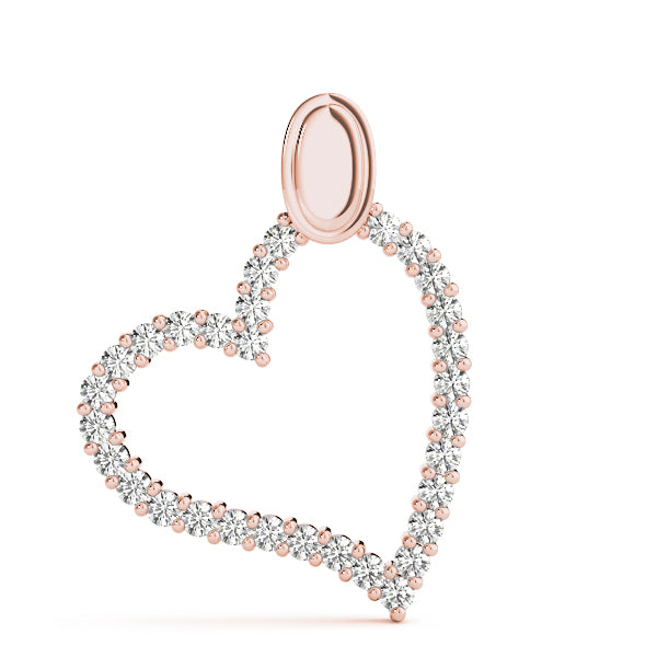 Rose gold Pavé Round Diamond Heart Pendant with Shared Prong Setting 1