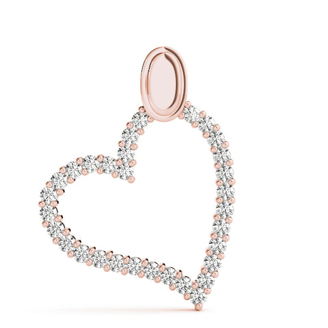 Rose gold Pavé Round Diamond Heart Pendant with Shared Prong Setting 1