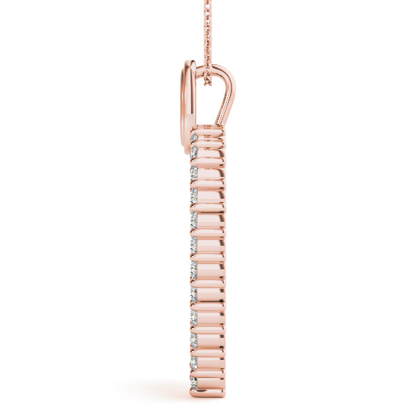 Rose gold Pavé Round Diamond Heart Pendant with Shared Prong Setting