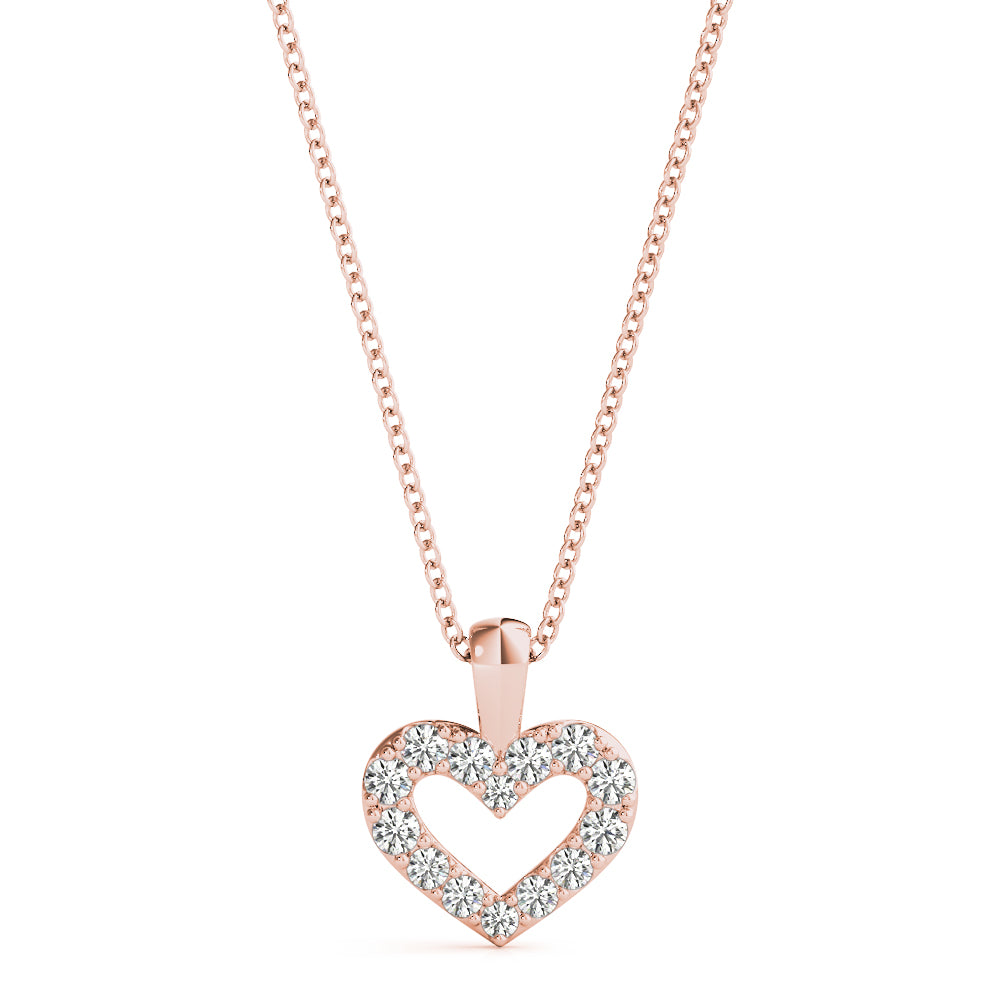 Rose gold Pavé Round Diamond Heart Pendant