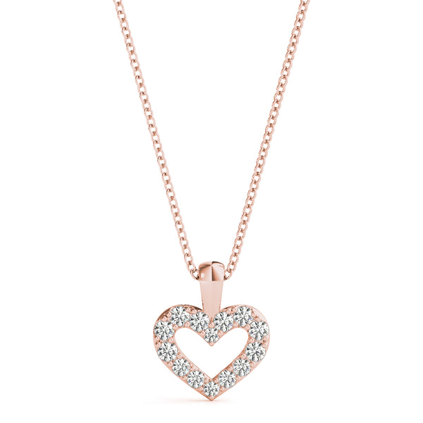 Rose gold Pavé Round Diamond Heart Pendant
