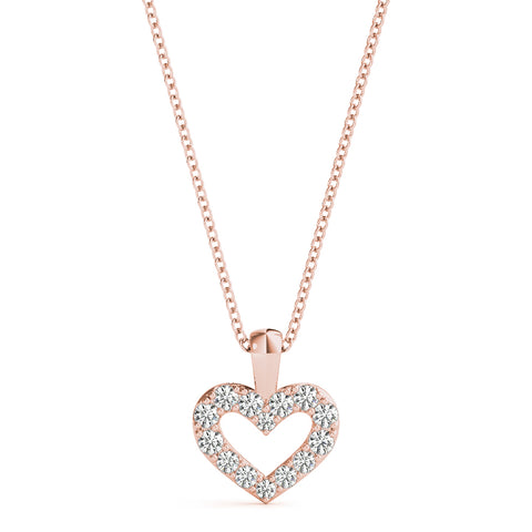 Rose gold Pavé Round Diamond Heart Pendant