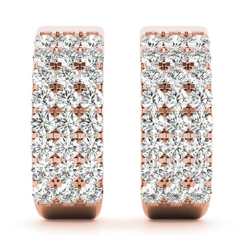 Rose gold Pavé Round Diamond Hoop Earrings with Four-Prong Setting 2
