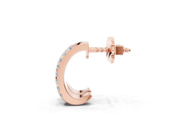 Rose gold Pavé Round Diamond Hoop Earrings with Four-Prong Setting