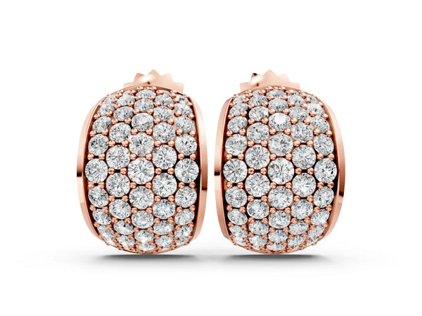 Rose gold Pavé Round Diamond Huggie Earrings with Prong Setting