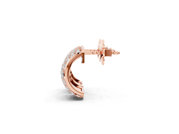 Rose gold Pavé Round Diamond Huggie Earrings with Prong Setting