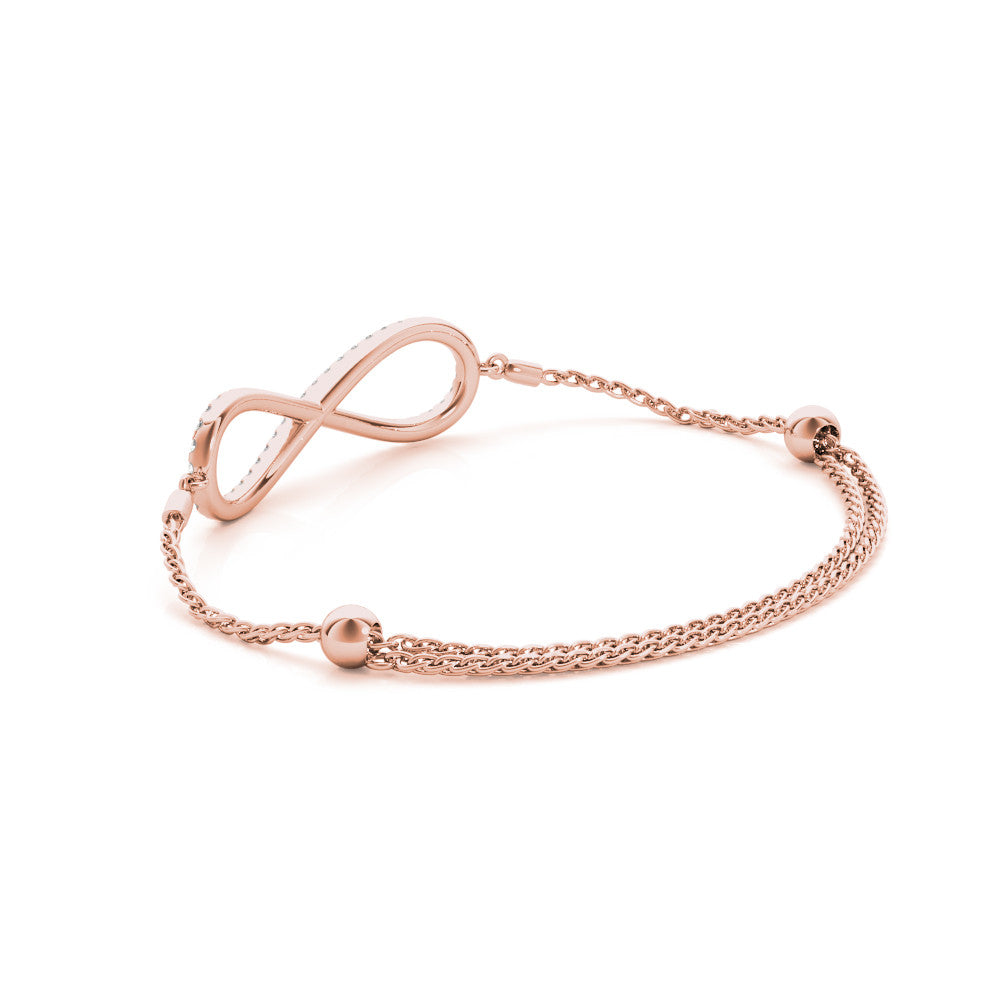 Rose gold Pavé Round Diamond Infinity Chain Bracelet with Bezel Setting 1