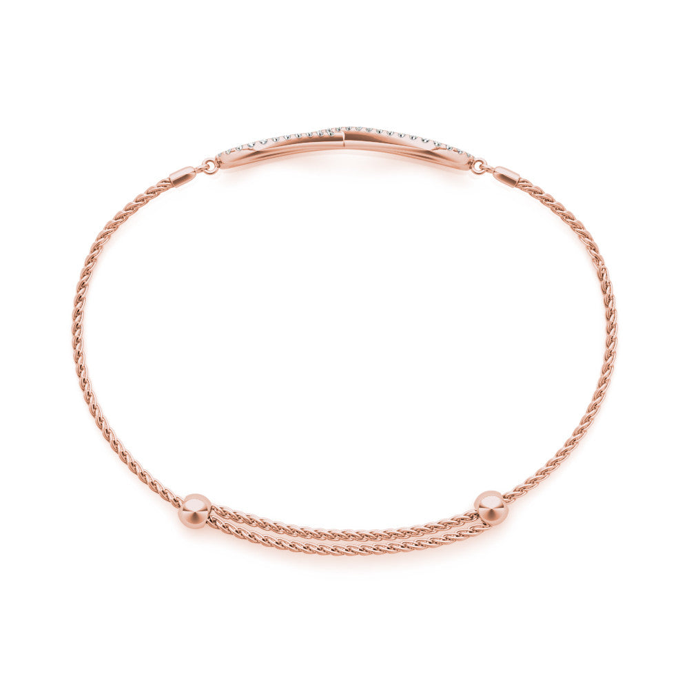 Rose gold Pavé Round Diamond Infinity Chain Bracelet with Bezel Setting 2