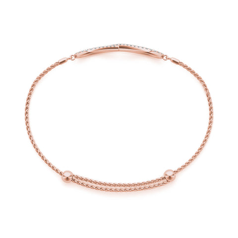 Rose gold Pavé Round Diamond Infinity Chain Bracelet with Bezel Setting 2