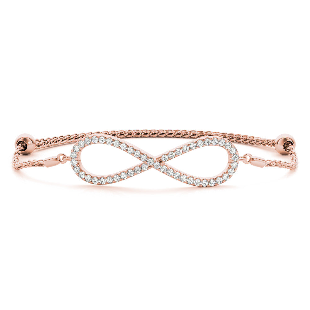 Rose gold Pavé Round Diamond Infinity Chain Bracelet with Bezel Setting
