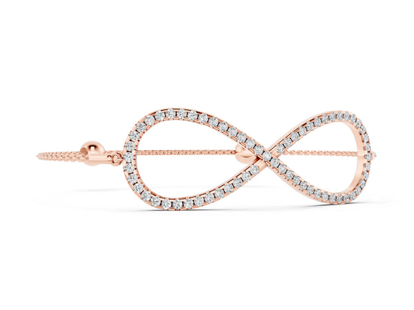 Rose gold Pavé Round Diamond Infinity Chain Bracelet with Bezel Setting