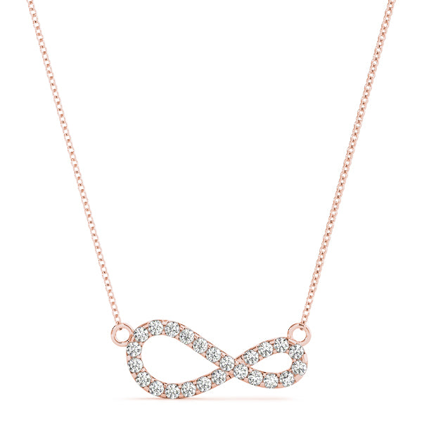 Rose gold Pavé Round Diamond Infinity Pendant with Prong Setting