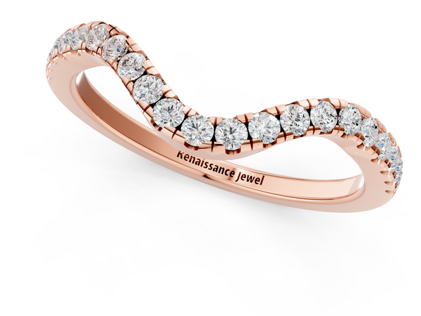Rose gold Pavé Round Diamond Infinity Twist Band with Shared Prong Setting
