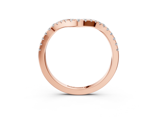 Rose gold Pavé Round Diamond Infinity Twist Band with Shared Prong Setting