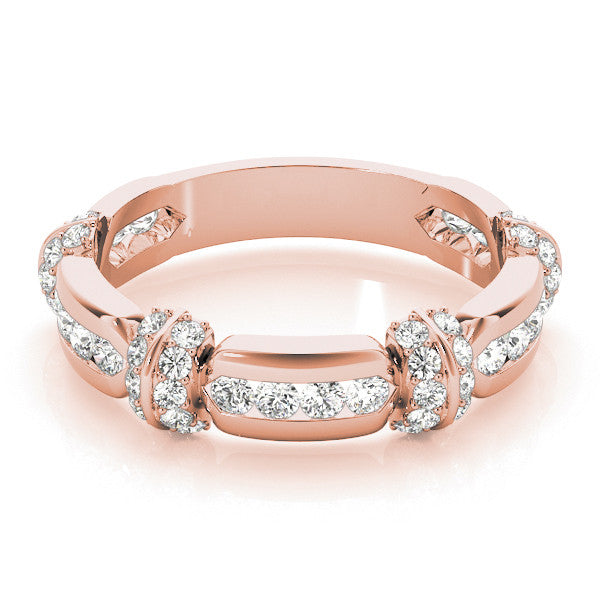 Rose gold Pavé Round Diamond Link Band with Bezel Setting 1